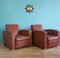 Art Deco Leather Club Chairs, 1930s, Set of 2 1