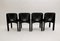 Model 4860 Universale Black Plastic Chairs by Joe Colombo for Kartell, 1970s, Set of 4 3