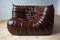 Vintage Brown Leather Togo Corner Couch by Michel Ducaroy for Ligne Roset, 1970s, Image 2
