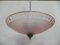 Art Deco Pink Glass Disc Pendant Lamp, 1930s 5