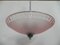 Lámpara colgante Art Déco con disco de vidrio rosa, años 30, Imagen 5