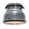 Vintage Industrial Grey Enamel and Clear Glass Pendant Lamp, 1950s, Image 2