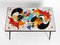 Mid-Century Italian Iron Table with Tiled Top and Abstract Motif, 1950s 2
