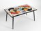 Mid-Century Italian Iron Table with Tiled Top and Abstract Motif, 1950s 1