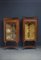 Antique Edwardian Mahogany Inlaid Corner Display Cabinets, Set of 2 1