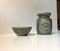 Zenit Ceramic Green Vase & Bowl Set by Gunnar Nylund for Rörstrand, 1970s, Set of 2 1