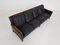 Minerva' Rosewood & Black Leather 4-Seat Sofa by Torbjørn Afdal for Bruksbo, 1950s 5