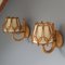Mid-Century French Rattan Wall Lights, 1950s, Set of 2 2