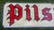 Emailliertes Pilsania Schild, 1940er 17