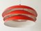 Lámpara colgante vintage de acero lacado en rojo y latón, años 60, Imagen 6