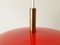 Lámpara colgante vintage de acero lacado en rojo y latón, años 60, Imagen 2