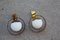 Round Mid-Century Acrylic Glass & Brass Wall Sconces from Stilux Milano, 1960s, Set of 2, Image 4