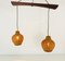 Vintage Deckenlampe aus Teak & Rattan, 1970er 1