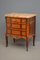 Commode Continentale Antique en Acajou, Bois de Satin et Marbre 1