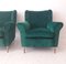 Italian Green Velvet Lounge Chairs from ISA Bergamo, 1950s, Set of 2 6