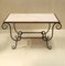 Vintage Wrought Iron & Marble Coffee Table from René Prou 1