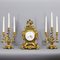 Antique French Gilt Bronze Striking Mantel Clock and Garniture Set by Vincenti & Cie, 1860s, Image 1