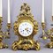 Antique French Gilt Bronze Striking Mantel Clock and Garniture Set by Vincenti & Cie, 1860s, Image 9