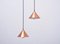Mid-Century Danish Pendant Light with Two Copper Colored Shades, 1960s 3