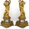 Antike französische Napoleon III Kerzenhalter aus vergoldeter Bronze & Porzellan, 2er Set 6