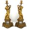 Antique Napoleon III French Gilt Bronze and Painted Porcelain Candleholders, Set of 2 1