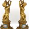 Antike französische Napoleon III Kerzenhalter aus vergoldeter Bronze & Porzellan, 2er Set 3