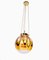 German Brass and Murano Glass Ceiling Lamp from Kaiser Idell / Kaiser Leuchten, 1960s 1