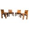 Italian Cognac Leather & Walnut Monk Chairs by Tobia & Afra Scarpa for Molteni, 1973, Set of 4 4