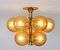 Swiss Brass and Glass Cluster Flush Mount Ceiling Lamp by Max Bill for Temde, 1960s 7