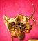 Aplique floral Mid-Century de hierro dorado y hojas doradas, años 50, Imagen 3