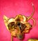 Florale Mid-Century Wandlampe aus Blattgold & Schmiedeeisen, 1950er 3