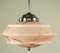 Art Deco German Chrome & Pink Marbled Glass Bar Pendant Lamp 6