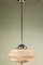 Art Deco German Chrome & Pink Marbled Glass Bar Pendant Lamp 1