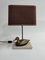 Vintage French Brass and Travertine Duck Table Lamp, 1970s 1
