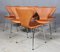 Sedia da pranzo Syveren 3107 in pelle anilina e acciaio tubolare di Arne Jacobsen per Fritz Hansen, Danimarca, anni '60, Immagine 3