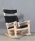 Sedia a dondolo vintage in pelle nera di Hans J. Wegner, Immagine 1