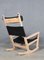Rocking Chair Vintage en Cuir Aniline Noir par Hans J. Wegner 3