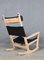 Vintage Black Aniline Leather Rocking Chair by Hans J. Wegner, Image 3