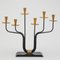 Scandinavian Modern Brass and Metal Candleholder by Hugo França, 1950s 2