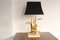 French Brass and Travertine Goose Table Lamp from Maison Jansen, 1970s 1