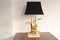 French Brass and Travertine Goose Table Lamp from Maison Jansen, 1970s, Image 1