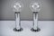 Italian Chrome and Glass Table Lamps, 1970s, Set of 2, Image 3