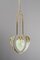 Antique Art Nouveau Brass and Glass Chandelier, 1909 3