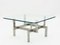French Glass and Brushed Steel Coffee Table by Paul Legeard, 1970s, Image 4