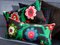 Kelim Kissenbezüge aus Wolle & Baumwolle mit floralem Muster in Schwarz, Grün & Rosa von Zencef Contemporary, 2er Set 2