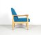 Danish Petrol Wool & Oak Armchair from Fritz Hansen, 1960s 2