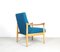 Danish Petrol Wool & Oak Armchair from Fritz Hansen, 1960s 3