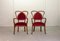 Französische Mid-Century Armlehnstühle mit rotem Samtbezug, 1950er, 2er Set 1