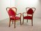 Französische Mid-Century Armlehnstühle mit rotem Samtbezug, 1950er, 2er Set 7