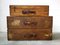 Industrial German Wood Suitcases with Leather Handles, 1930s, Set of 3 2